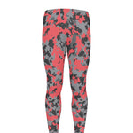 Red And Grey Digital Camo Pattern Print Men's leggings