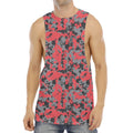 Red And Grey Digital Camo Pattern Print Men's Muscle Tank Top