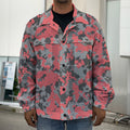 Red And Grey Digital Camo Pattern Print Men's Shirt Jacket