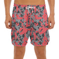 Red And Grey Digital Camo Pattern Print Men's Split Running Shorts