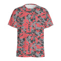 Red And Grey Digital Camo Pattern Print Men's Athletic T-Shirt