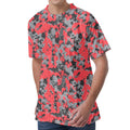 Red And Grey Digital Camo Pattern Print Men's Velvet T-Shirt