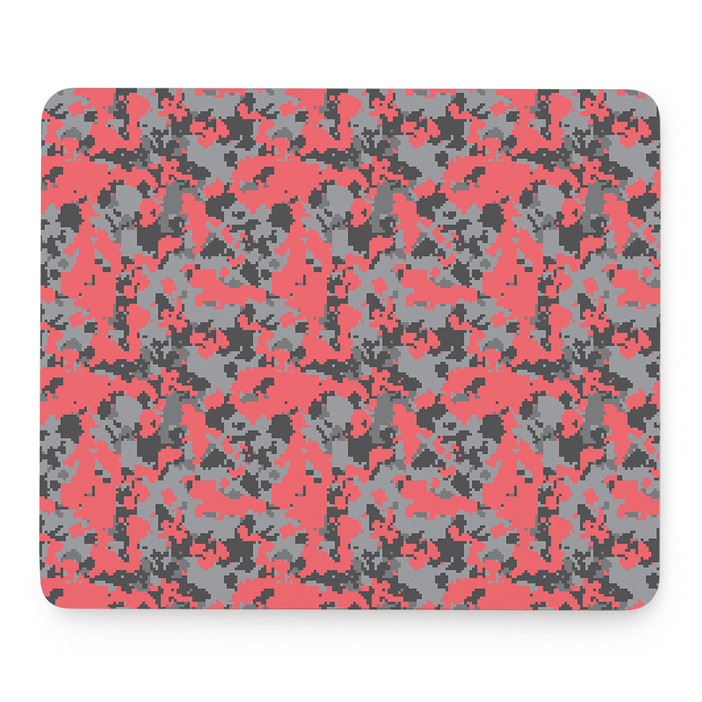 Red And Grey Digital Camo Pattern Print Mouse Pad