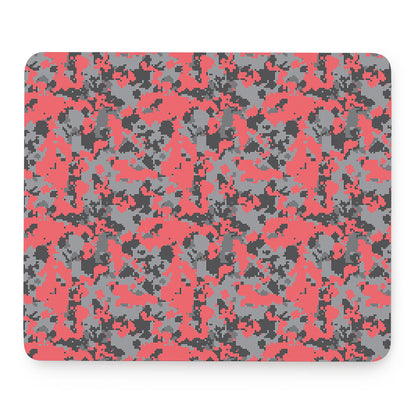 Red And Grey Digital Camo Pattern Print Mouse Pad