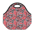 Red And Grey Digital Camo Pattern Print Neoprene Lunch Bag