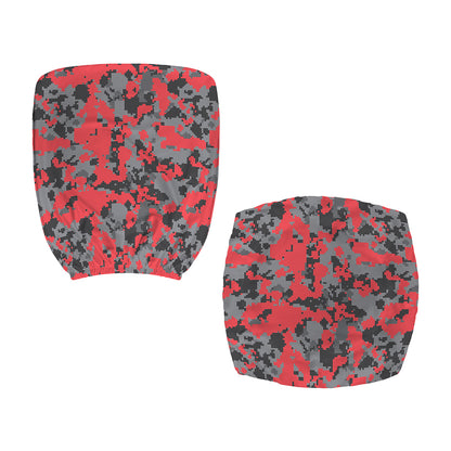 Red And Grey Digital Camo Pattern Print Office Chair Cover