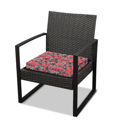 Red And Grey Digital Camo Pattern Print Outdoor Seat Cushion Cover