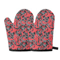 Red And Grey Digital Camo Pattern Print Oven Mitts