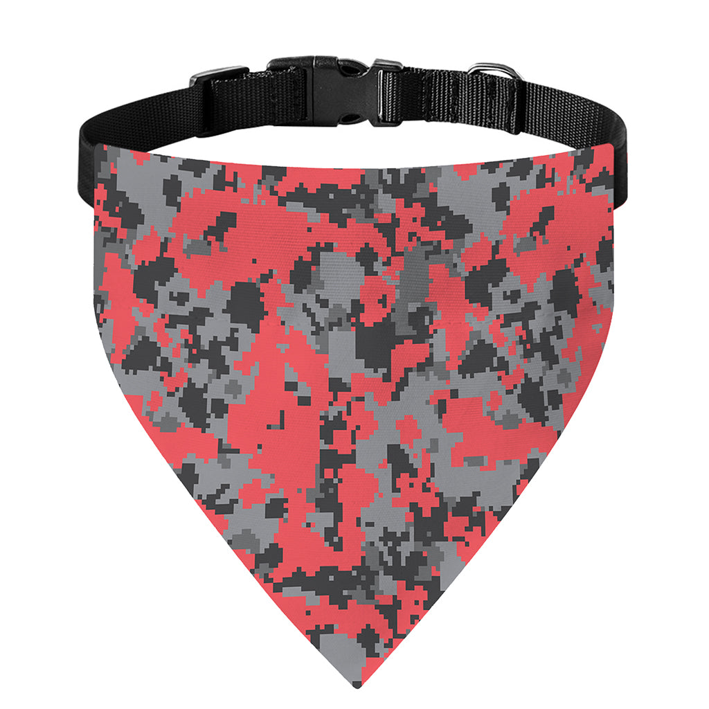 Red And Grey Digital Camo Pattern Print Over The Collar Dog Bandana
