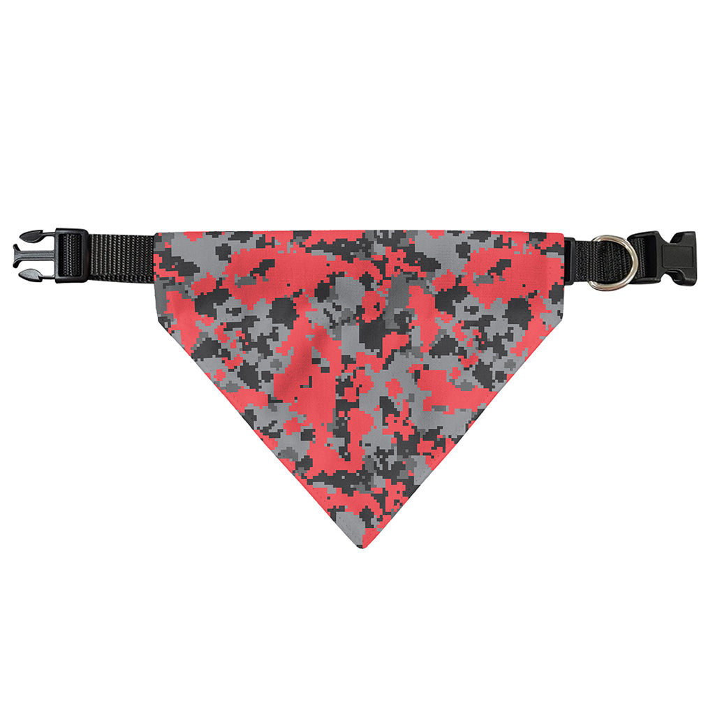 Red And Grey Digital Camo Pattern Print Over The Collar Dog Bandana
