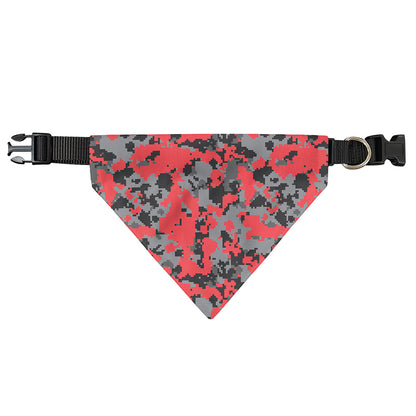 Red And Grey Digital Camo Pattern Print Over The Collar Dog Bandana