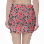 Red And Grey Digital Camo Pattern Print Pencil Mini Skirt