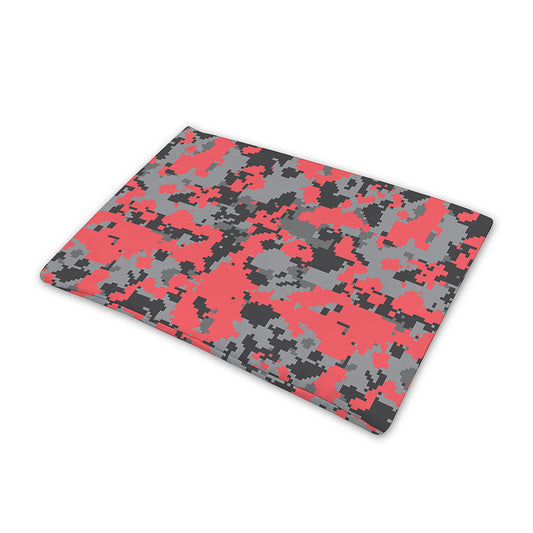 Red And Grey Digital Camo Pattern Print Pet Cooling Mat Cover