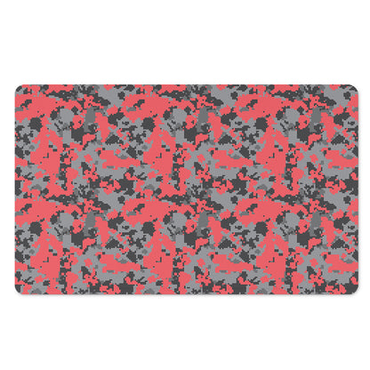 Red And Grey Digital Camo Pattern Print Polyester Doormat