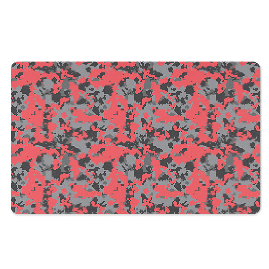 Red And Grey Digital Camo Pattern Print Polyester Doormat