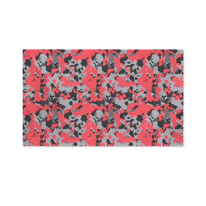 Red And Grey Digital Camo Pattern Print Polyester Flag