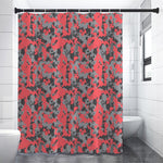 Red And Grey Digital Camo Pattern Print Premium Shower Curtain