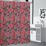 Red And Grey Digital Camo Pattern Print Premium Shower Curtain