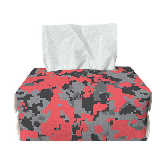 Red And Grey Digital Camo Pattern Print Rectangle Tissue Box Cover