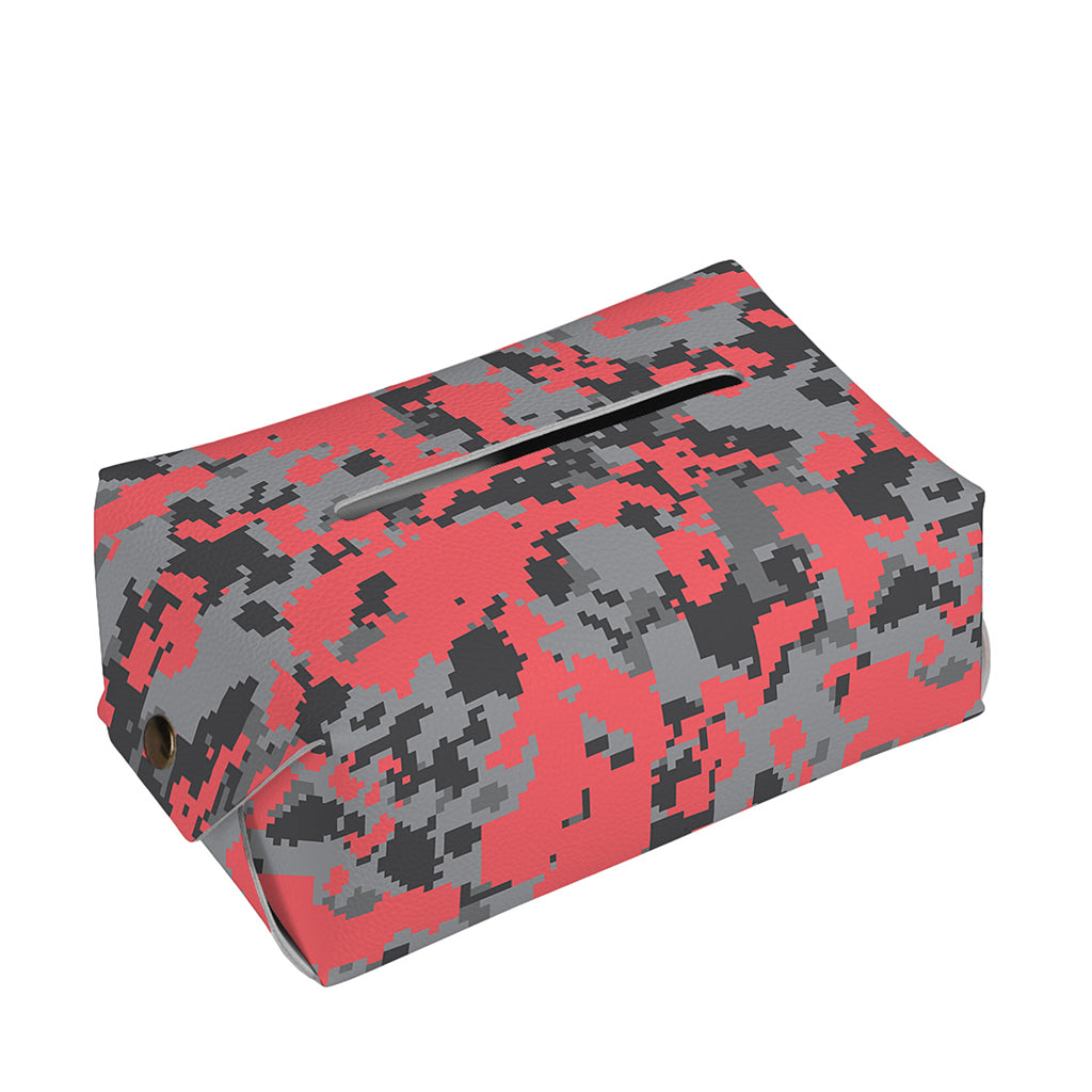 Red And Grey Digital Camo Pattern Print Rectangle Tissue Box Cover