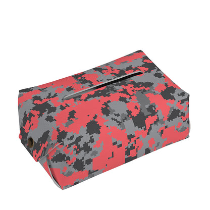 Red And Grey Digital Camo Pattern Print Rectangle Tissue Box Cover