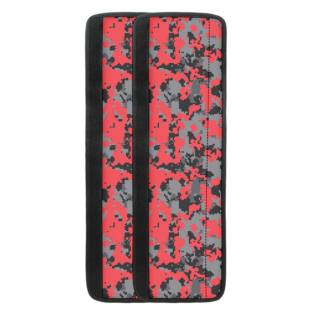 Red And Grey Digital Camo Pattern Print Refrigerator Handle Covers