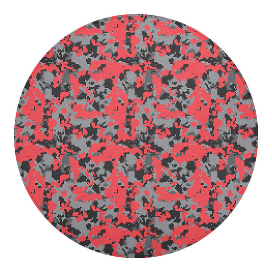 Red And Grey Digital Camo Pattern Print Round Blanket