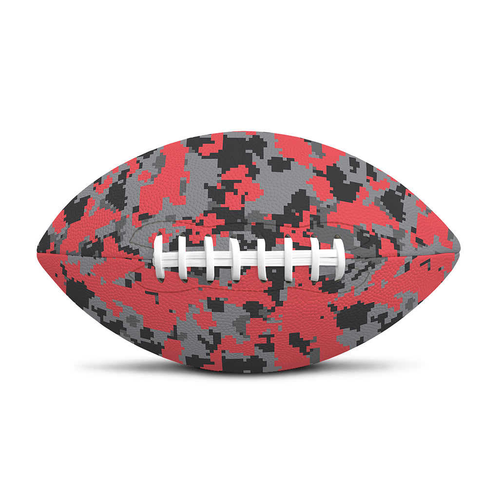Red And Grey Digital Camo Pattern Print Rugby Ball