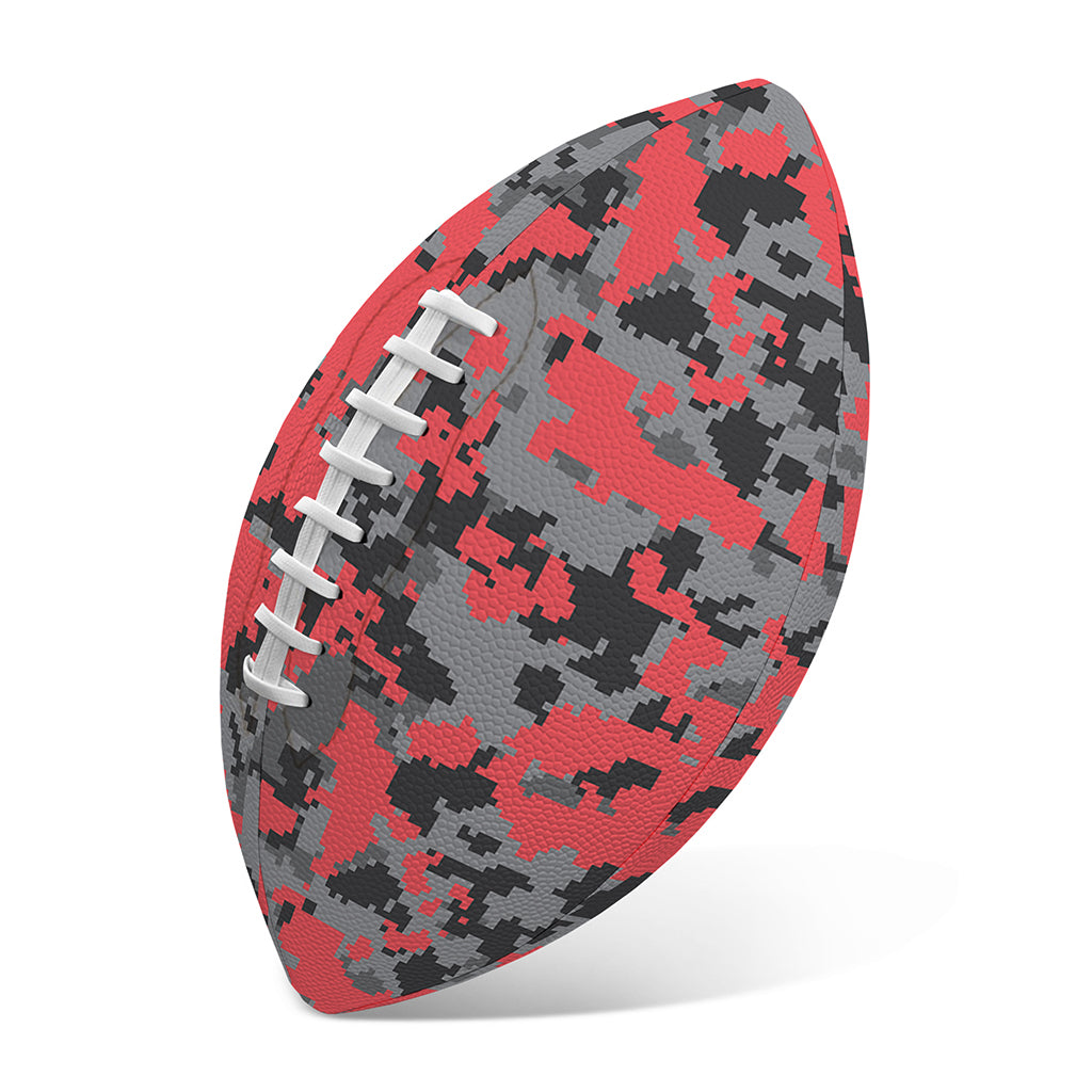 Red And Grey Digital Camo Pattern Print Rugby Ball