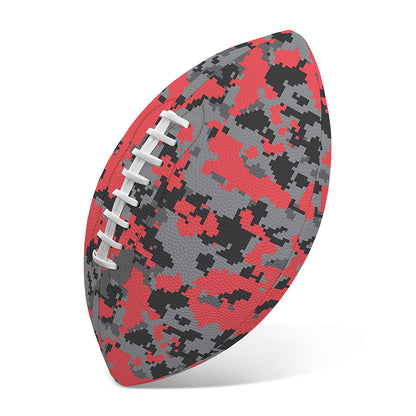 Red And Grey Digital Camo Pattern Print Rugby Ball