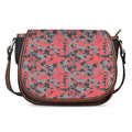 Red And Grey Digital Camo Pattern Print Saddle Bag