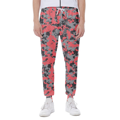 Red And Grey Digital Camo Pattern Print Scuba Joggers