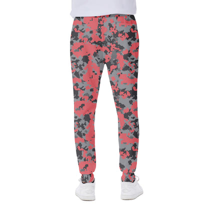 Red And Grey Digital Camo Pattern Print Scuba Joggers