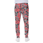 Red And Grey Digital Camo Pattern Print Scuba Joggers