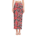 Red And Grey Digital Camo Pattern Print Side Slit Maxi Skirt