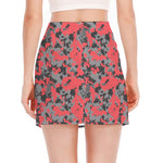 Red And Grey Digital Camo Pattern Print Side Slit Mini Skirt