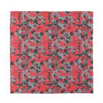 Red And Grey Digital Camo Pattern Print Silk Bandana