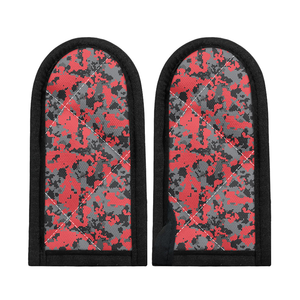Red And Grey Digital Camo Pattern Print Skillet Handle Cover