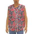 Red And Grey Digital Camo Pattern Print Sleeveless Baseball Jersey