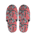 Red And Grey Digital Camo Pattern Print Slippers