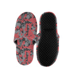 Red And Grey Digital Camo Pattern Print Slippers