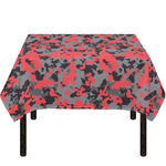 Red And Grey Digital Camo Pattern Print Tablecloth