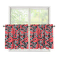 Red And Grey Digital Camo Pattern Print Tier Curtains