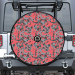 Red And Grey Digital Camo Pattern Print Tire Cover With Camera Hole
