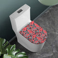 Red And Grey Digital Camo Pattern Print Toilet Lid Cover