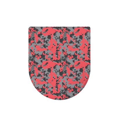 Red And Grey Digital Camo Pattern Print Toilet Lid Cover