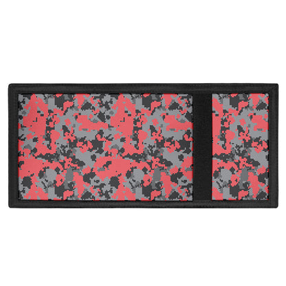Red And Grey Digital Camo Pattern Print Trifold Wallet
