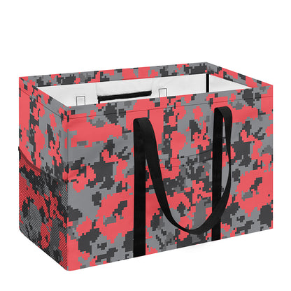Red And Grey Digital Camo Pattern Print Utility Tote Bag