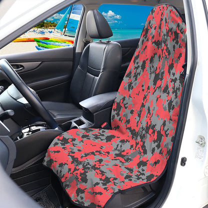 Red And Grey Digital Camo Pattern Print Waterproof Car Seat Cover
