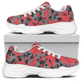 Red And Grey Digital Camo Pattern Print White Chunky Shoes